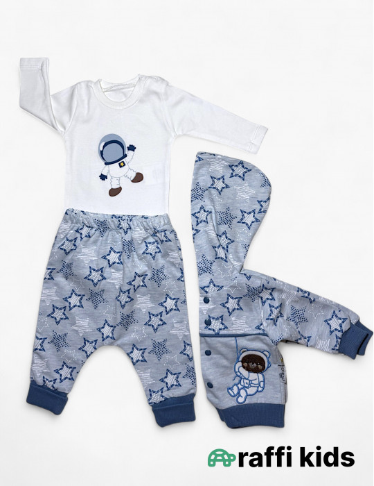 Kosmonavt 3-lü dəst - türkiyə istehsalı pambıq uşaq geyimi|Raffikids