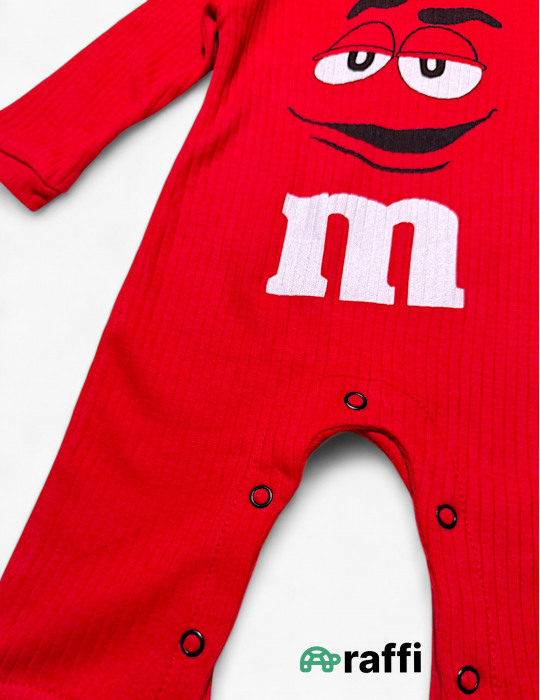 M&M's qırmızı uzunqol papaqlı tulum - istehsalı pambıq uşaq geyimi|Raffikids