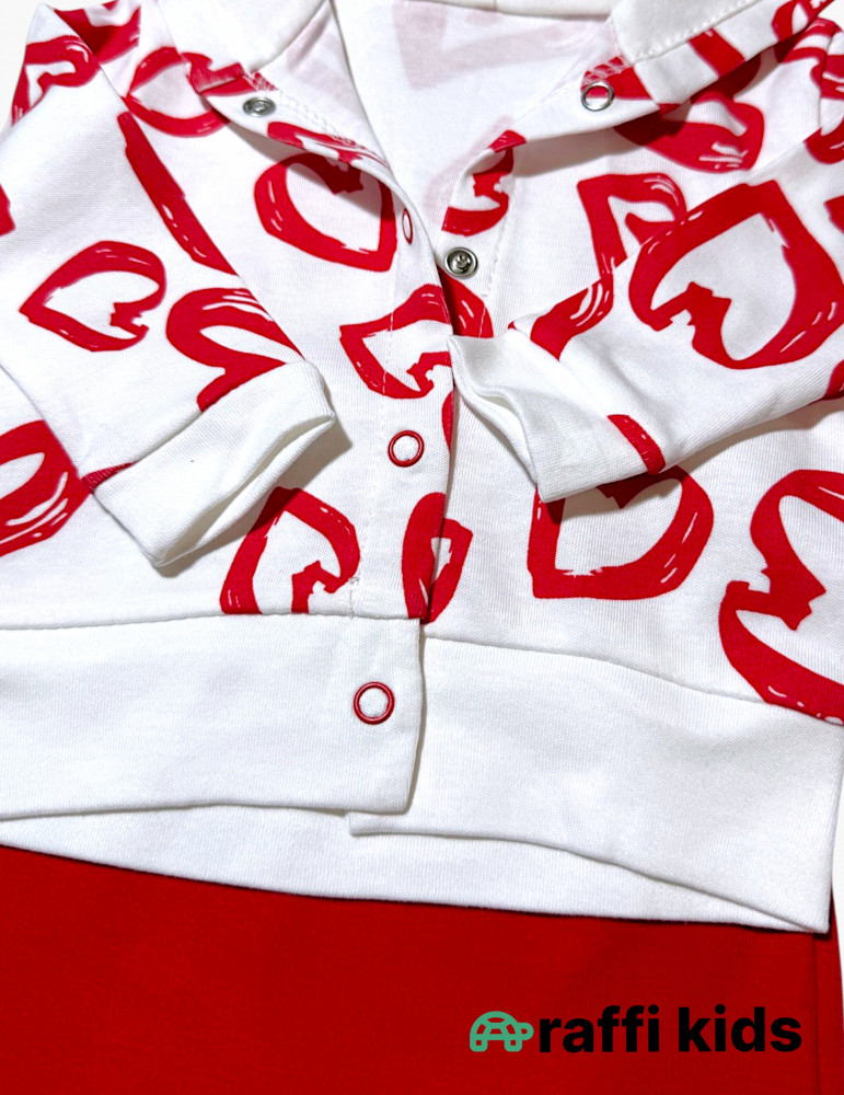 Qırmızı ürəklər 3-lü dəst - türkiyə istehsalı pambıq uşaq geyimi|Raffikids