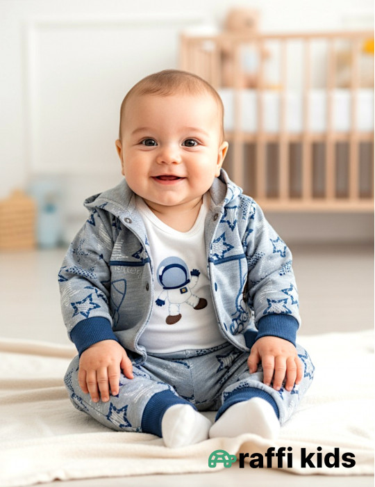 Kosmonavt 3-lü dəst - türkiyə istehsalı pambıq uşaq geyimi|Raffikids