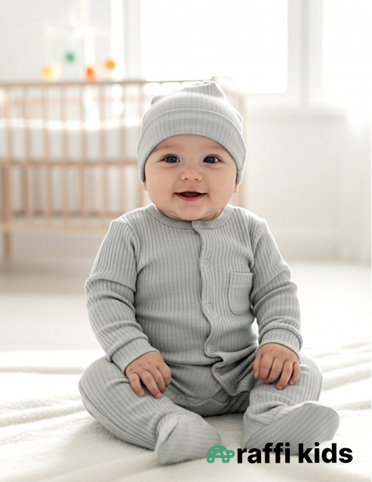 Cibli və papaqlı ayaqı bağlı tulum - türkiyə istehsalı pambıq uşaq geyimi|Raffikids