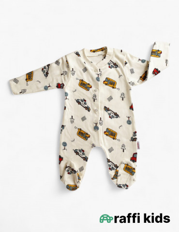 Maşınlar ayaqı bağlı tulum – 0-3 ay türkiyə istehsalı pambıq uşaq geyimi|Raffikids 2