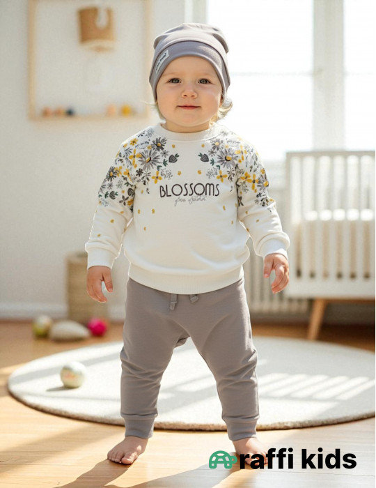 Blossoms papaqlı 2-li türkiyə istehsalı pambıq uşaq dəsti|Raffikids