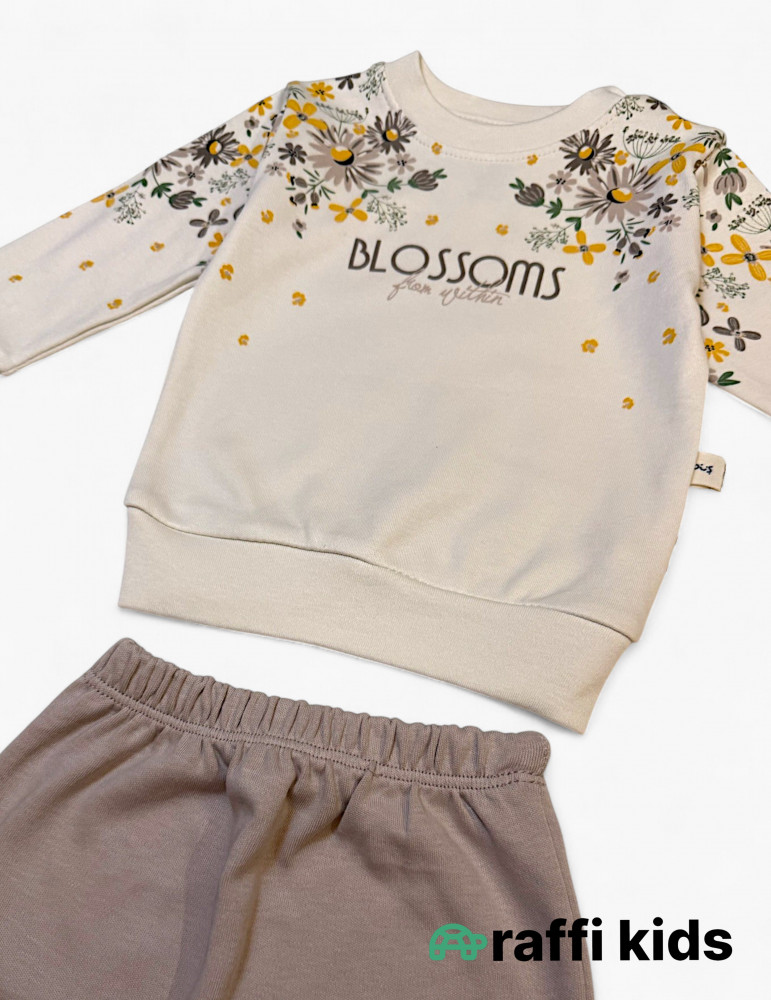 Blossoms papaqlı 2-li türkiyə istehsalı pambıq uşaq dəsti|Raffikids