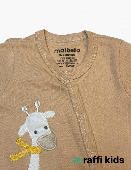 Zürafə dostum özündən əlcəkli ayaqı bağlı  pambıq uşaq tulumu|Raffikids