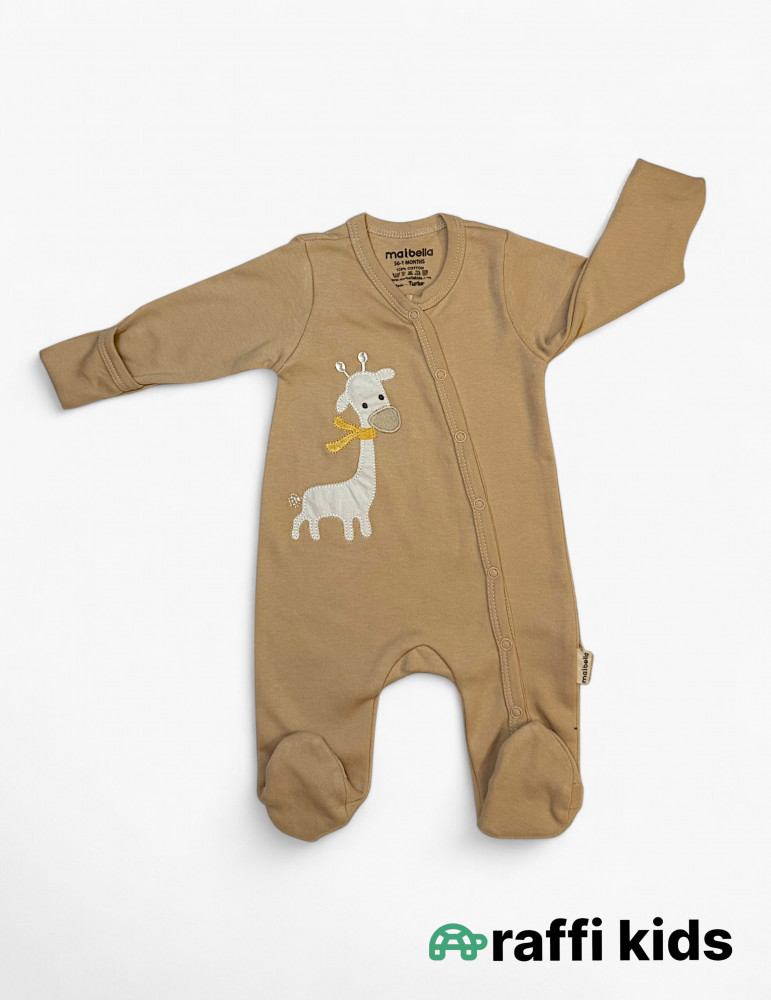 Zürafə dostum özündən əlcəkli ayaqı bağlı  pambıq uşaq tulumu|Raffikids
