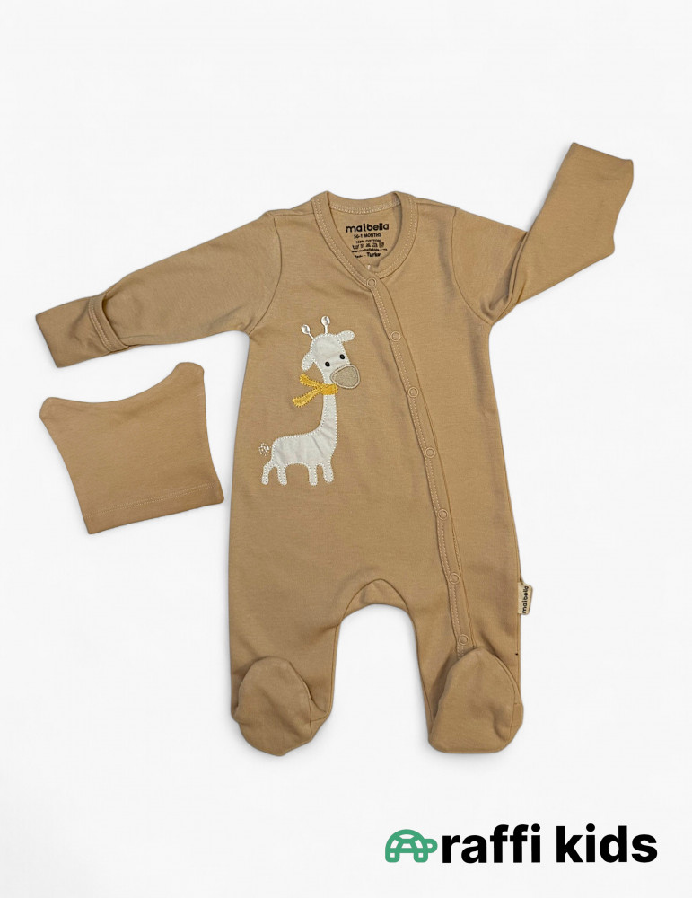 Zürafə dostum özündən əlcəkli ayaqı bağlı  pambıq uşaq tulumu|Raffikids