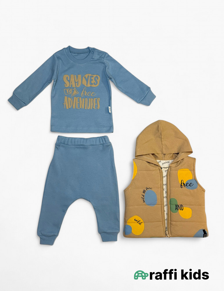 Balaca səyahətçi 3-lü balonka dəst- türkiyə istehsalı pambıq uşaq geyimi|Raffikids