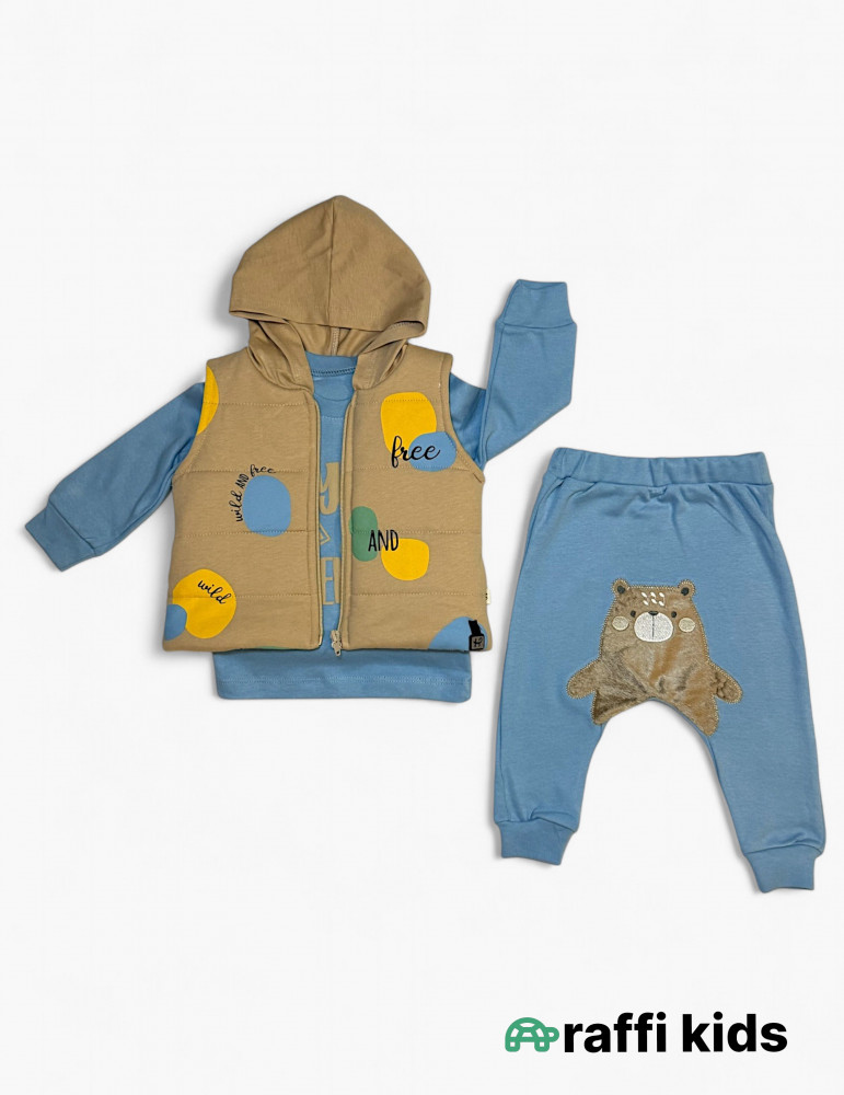 Balaca səyahətçi 3-lü balonka dəst- türkiyə istehsalı pambıq uşaq geyimi|Raffikids