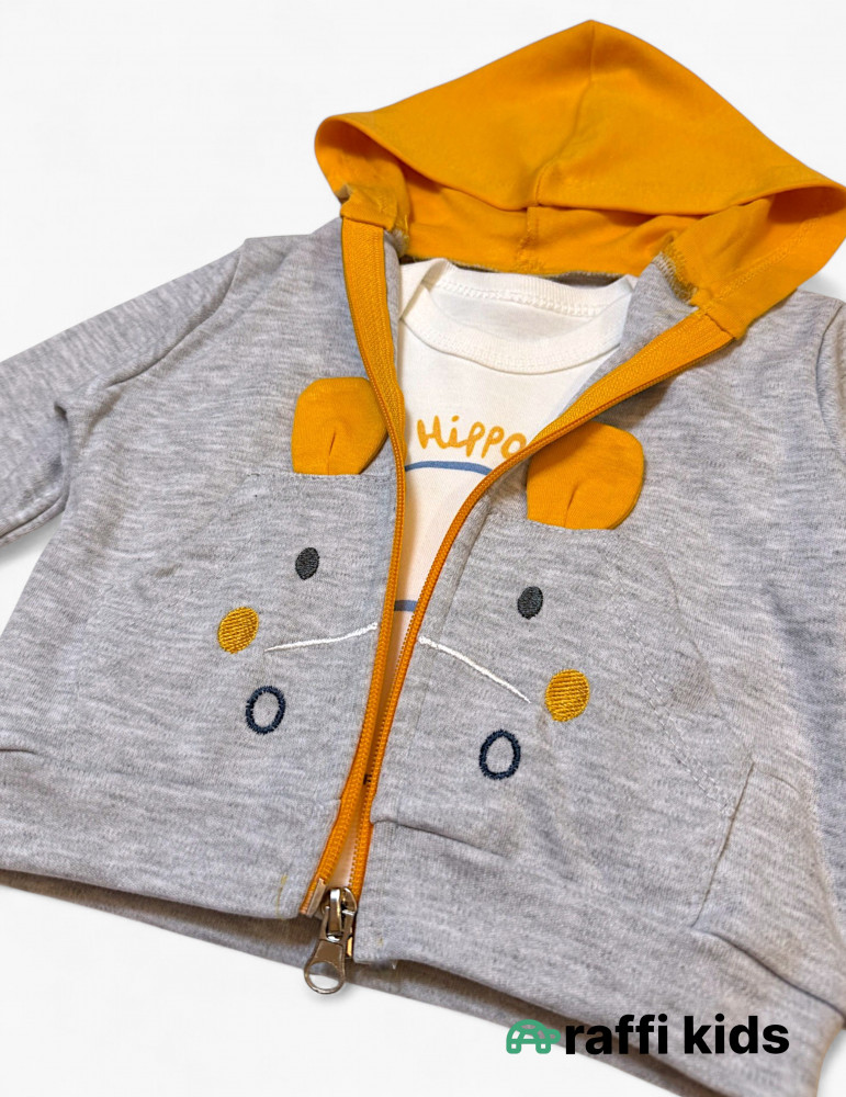 Hippo 3-lü dəst - türkiyə istehsalı pambıq uşaq geyimi|Raffikids