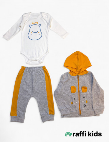 Hippo 3-lü dəst - türkiyə istehsalı pambıq uşaq geyimi|Raffikids 2