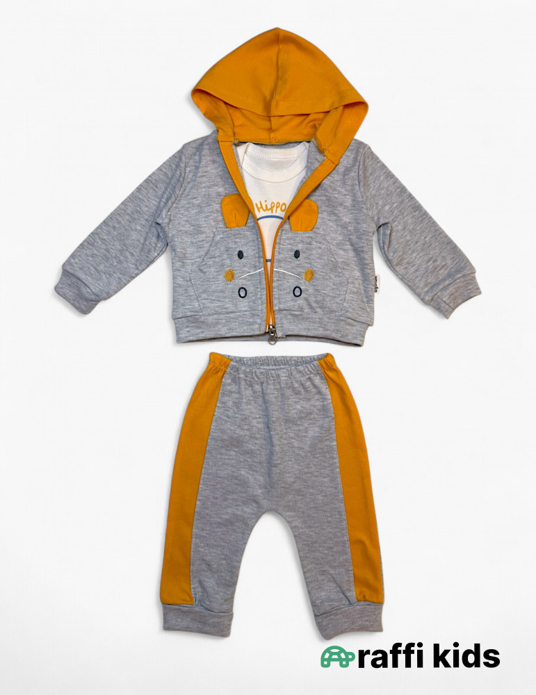 Hippo 3-lü dəst - türkiyə istehsalı pambıq uşaq geyimi|Raffikids