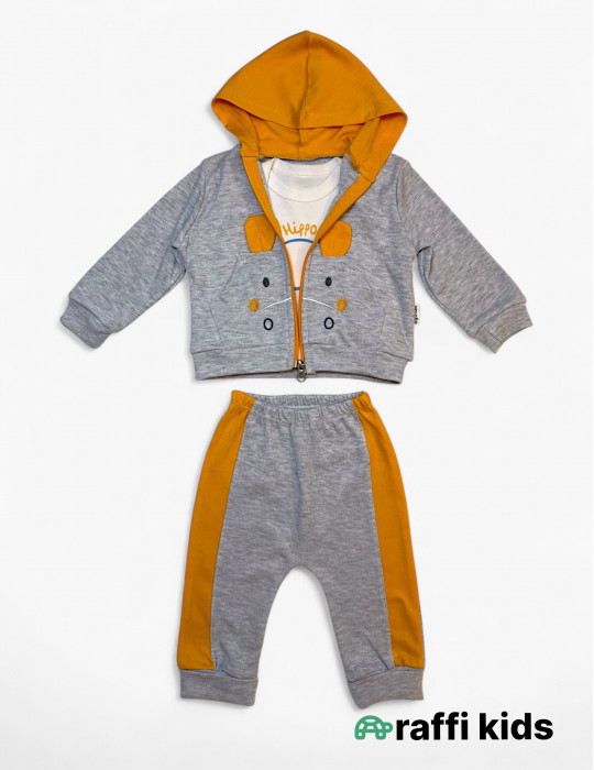 Hippo 3-lü dəst - türkiyə istehsalı pambıq uşaq geyimi|Raffikids