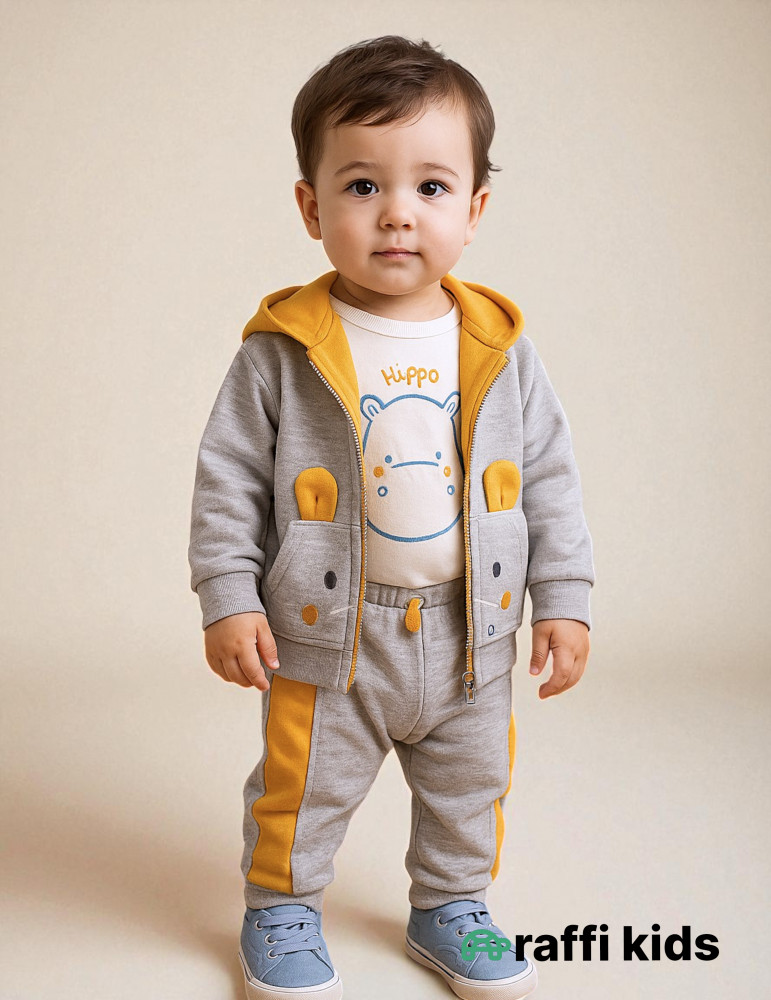 Hippo 3-lü dəst - türkiyə istehsalı pambıq uşaq geyimi|Raffikids