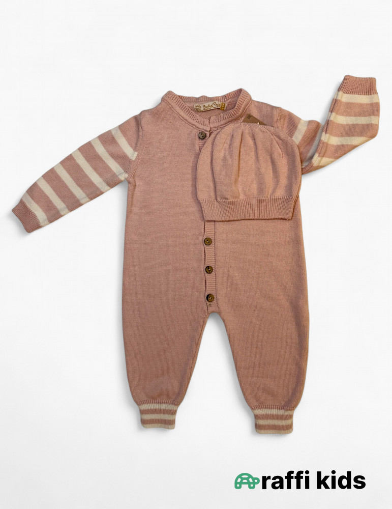 Pambıq toxunma çəhrayı papaqlı tulum - türkiyə istehsalı |Raffikids