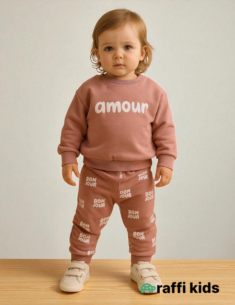 Amour 2-li dəst-türkiyə istehsalı pambıq uşaq geyimi|Raffikids