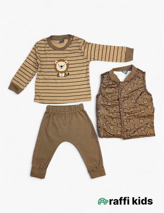 Aslan 3-lü balonkali dəst - türkiyə istehsalı pambıq uşaq geyimi|Raffikids