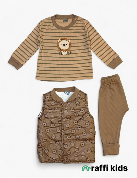 Aslan 3-lü balonkali dəst - türkiyə istehsalı pambıq uşaq geyimi|Raffikids