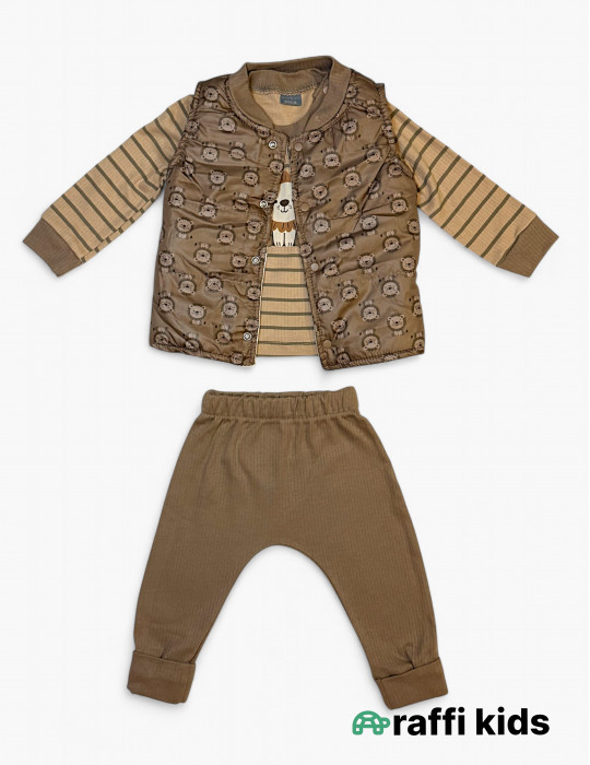 Aslan 3-lü balonkali dəst - türkiyə istehsalı pambıq uşaq geyimi|Raffikids