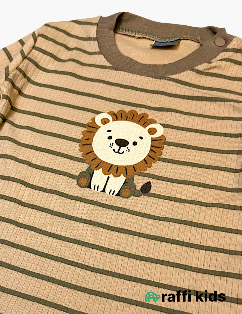 Aslan 3-lü balonkali dəst - türkiyə istehsalı pambıq uşaq geyimi|Raffikids