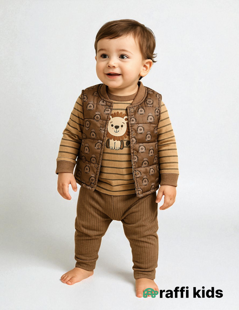 Aslan 3-lü balonkali dəst - türkiyə istehsalı pambıq uşaq geyimi|Raffikids