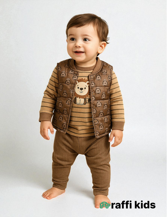 Aslan 3-lü balonkali dəst - türkiyə istehsalı pambıq uşaq geyimi|Raffikids