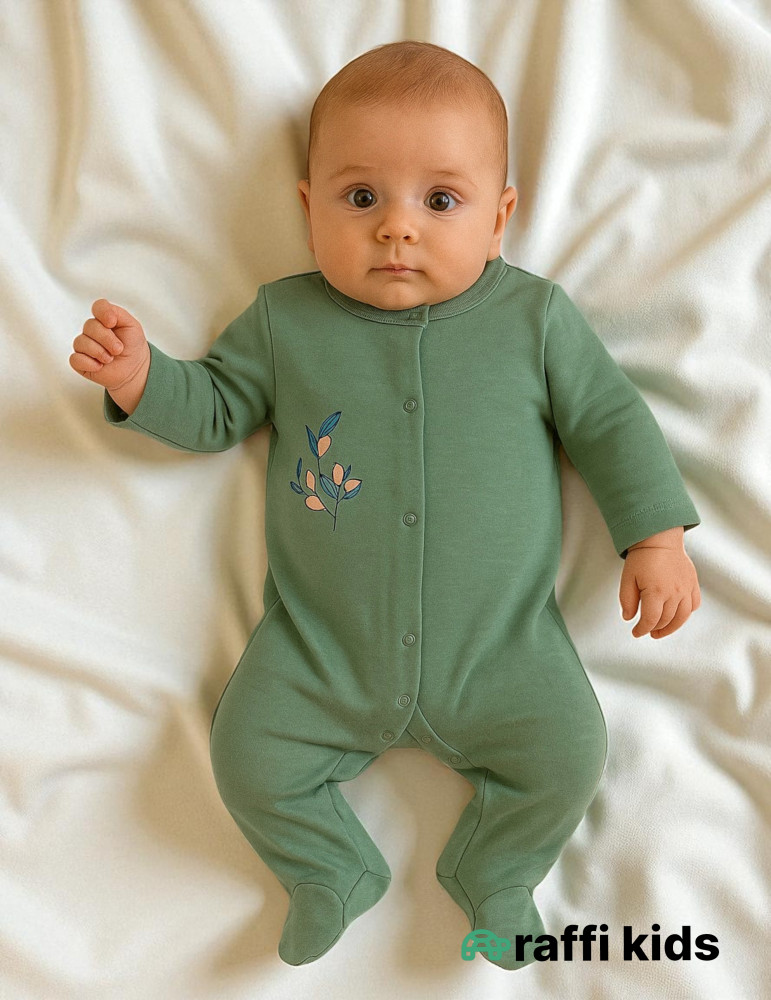 Zeytun ayaqı bağlı tulum – 0-3ay türkiyə istehsalı pambıq uşaq geyimi|Raffikids
