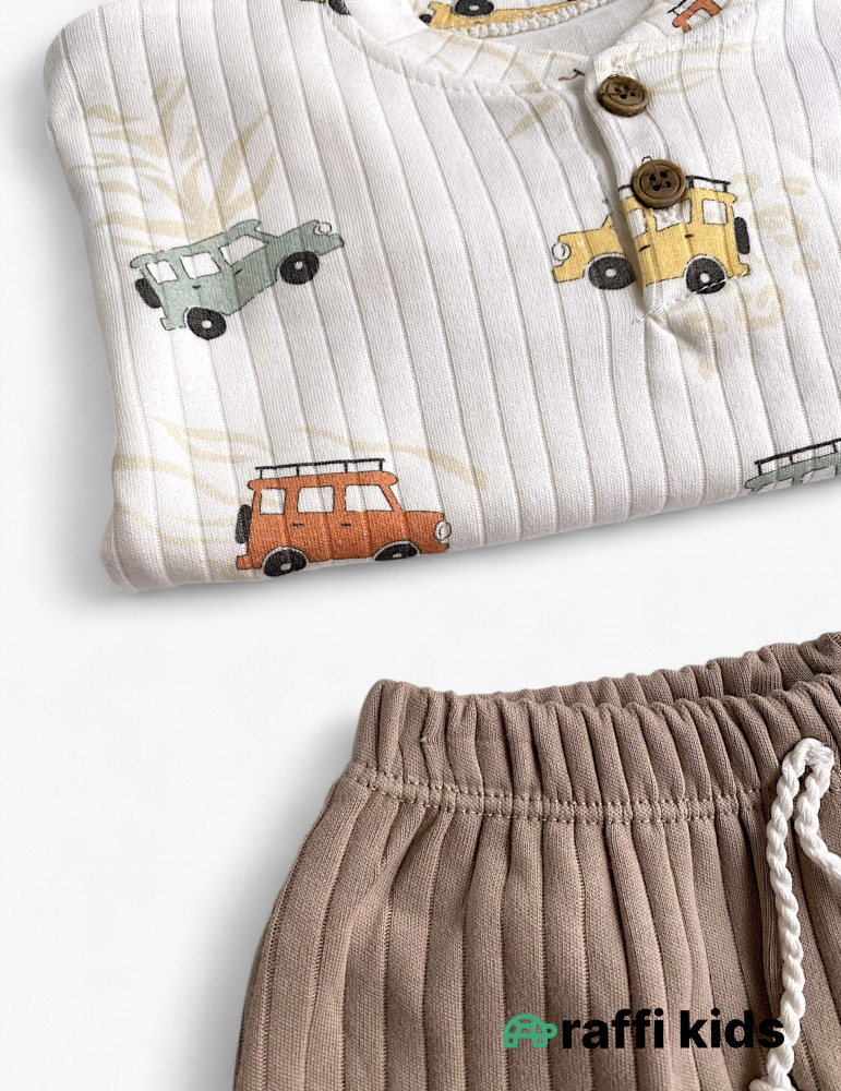 Mənim maşınlarım 2-li dəst-türkiyə istehsalı pambıq uşaq geyimi|Raffikids