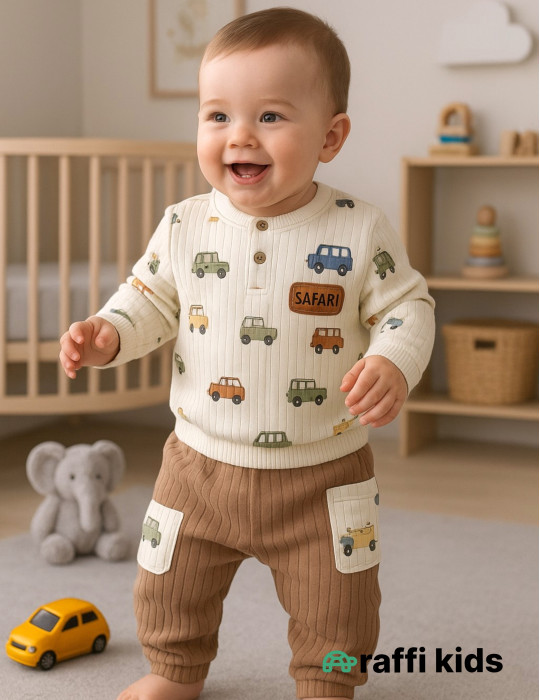 Mənim maşınlarım 2-li dəst-türkiyə istehsalı pambıq uşaq geyimi|Raffikids
