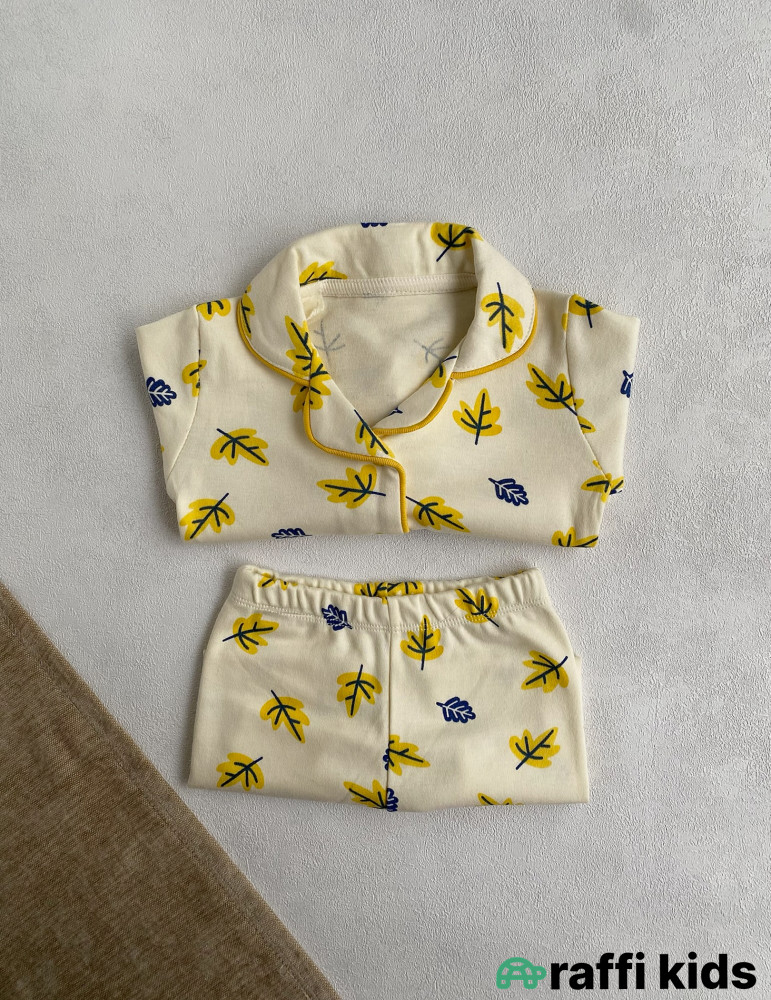 Payız yarpaqları pijama-Türkiyə istehsalı pambıq uşaq geyimi|Raffikids