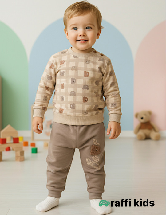 Bear 2-li dəst-Türkiyə istehsalı pambıq uşaq geyimi|Raffikids