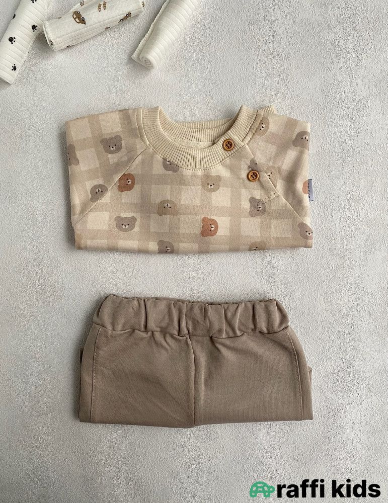 Bear 2-li dəst-Türkiyə istehsalı pambıq uşaq geyimi|Raffikids