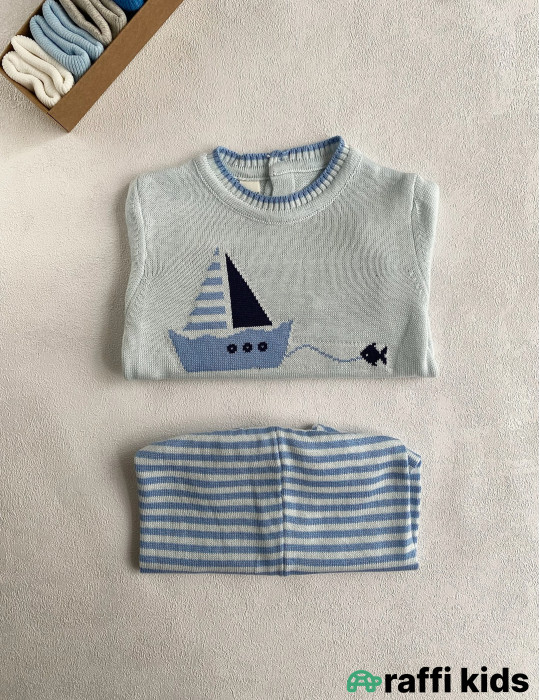 Okeanda gemi 2-li dəst-türkiyə istehsalı pambıq uşaq geyimi|Raffikids