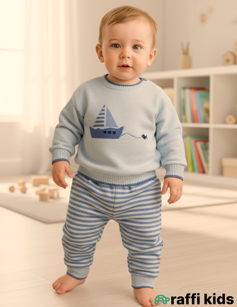 Okeanda gemi 2-li dəst-türkiyə istehsalı pambıq uşaq geyimi|Raffikids