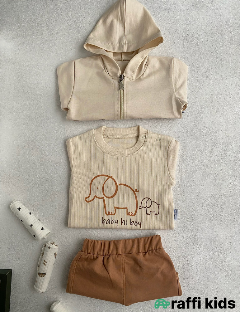 Hi boy 3-lü dəst-Türkiyə istehsalı pambıq uşaq geyimi|Raffikids