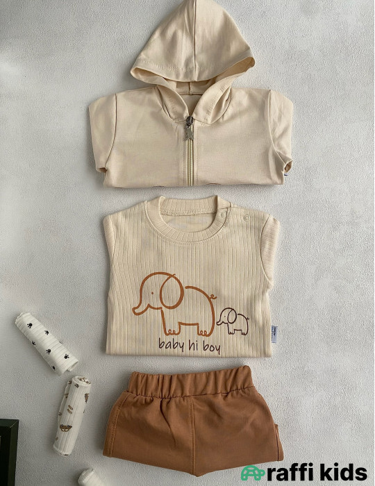 Hi boy 3-lü dəst-Türkiyə istehsalı pambıq uşaq geyimi|Raffikids