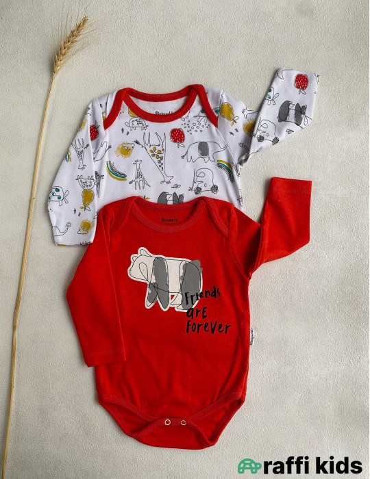 Friends forever 2-li uzunqol body set-Türkiyə istehsalı pambıq uşaq geyimi|Raffikids