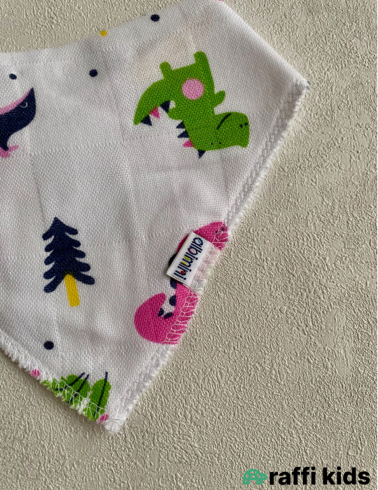 Dino üçbucaq önlük-Türkiyə istehsalı pambıq uşaq geyimi|Raffikids