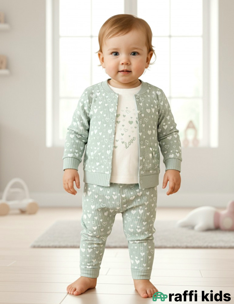 Yaşıl təbiət 3-lü dəst-Türkiyə istehsalı pambıq uşaq geyimi|Raffikids