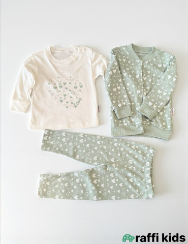 Yaşıl təbiət 3-lü dəst-Türkiyə istehsalı pambıq uşaq geyimi|Raffikids 2