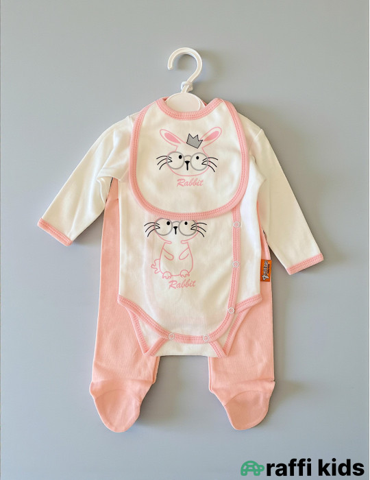 Qərarlı dovşan 5-li dəst-Türkiyə istehsalı pambıq uşaq geyimi|Raffikids