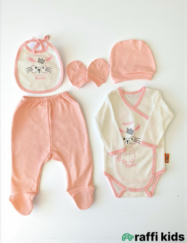 Qərarlı dovşan 5-li dəst-Türkiyə istehsalı pambıq uşaq geyimi|Raffikids 2