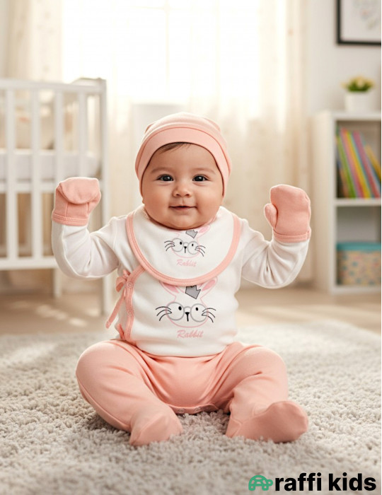 Qərarlı dovşan 5-li dəst-Türkiyə istehsalı pambıq uşaq geyimi|Raffikids