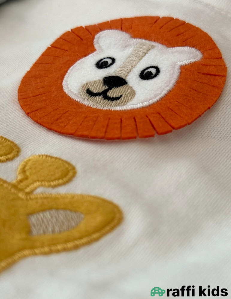 Zürafə və şir dostluqu 3-lü dəst-Türkiyə istehsalı pambıq uşaq geyimi|Raffikids