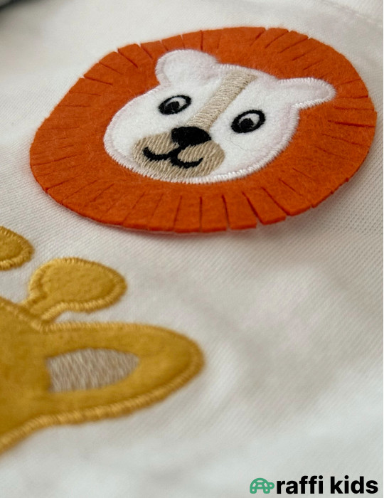 Zürafə və şir dostluqu 3-lü dəst-Türkiyə istehsalı pambıq uşaq geyimi|Raffikids