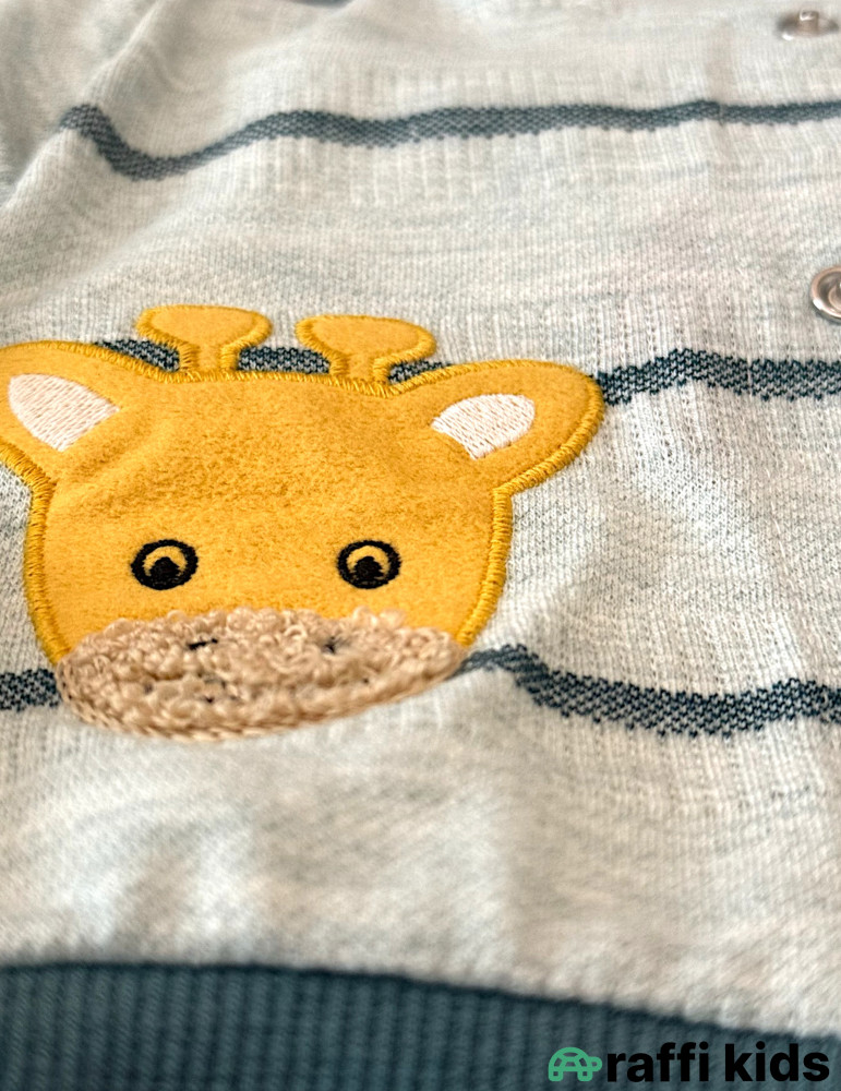 Zürafə və şir dostluqu 3-lü dəst-Türkiyə istehsalı pambıq uşaq geyimi|Raffikids