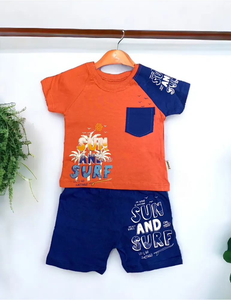 0-18 aylıq uşaqlar üçün yay sezon qisaqol sortik dəsti | sun and surf