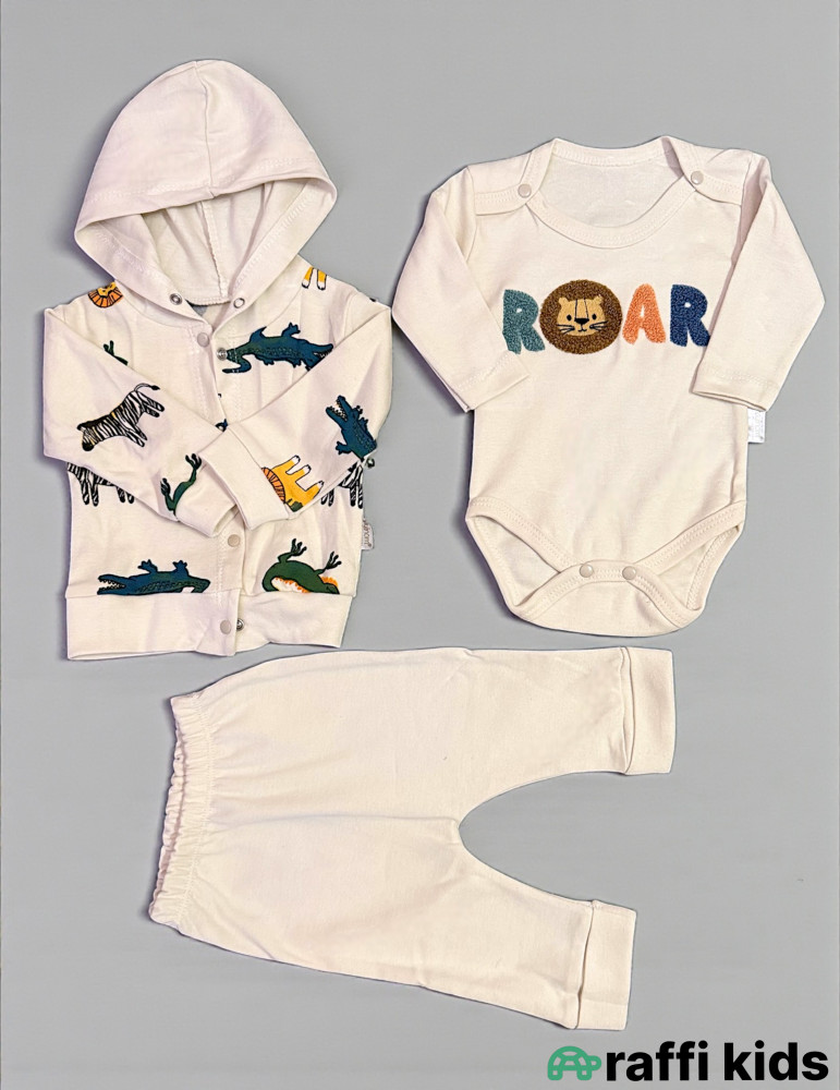 Roar 3-lü dəst-Türkiyə istehsalı pambıq uşaq geyimi|Raffikids