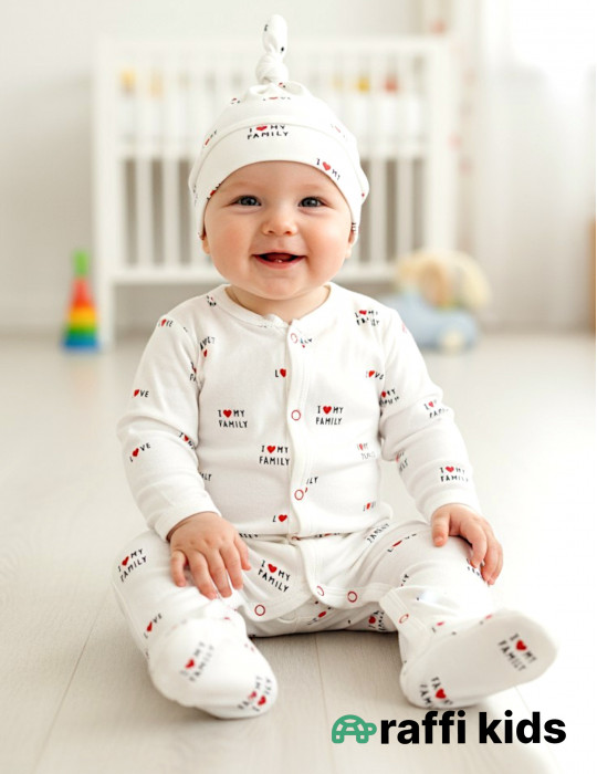I love family Türkiyə istehsalı 100% pampıq papaqlı tulum | Raffi Kids
