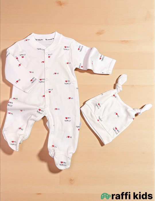 I love family Türkiyə istehsalı 100% pampıq papaqlı tulum | Raffi Kids